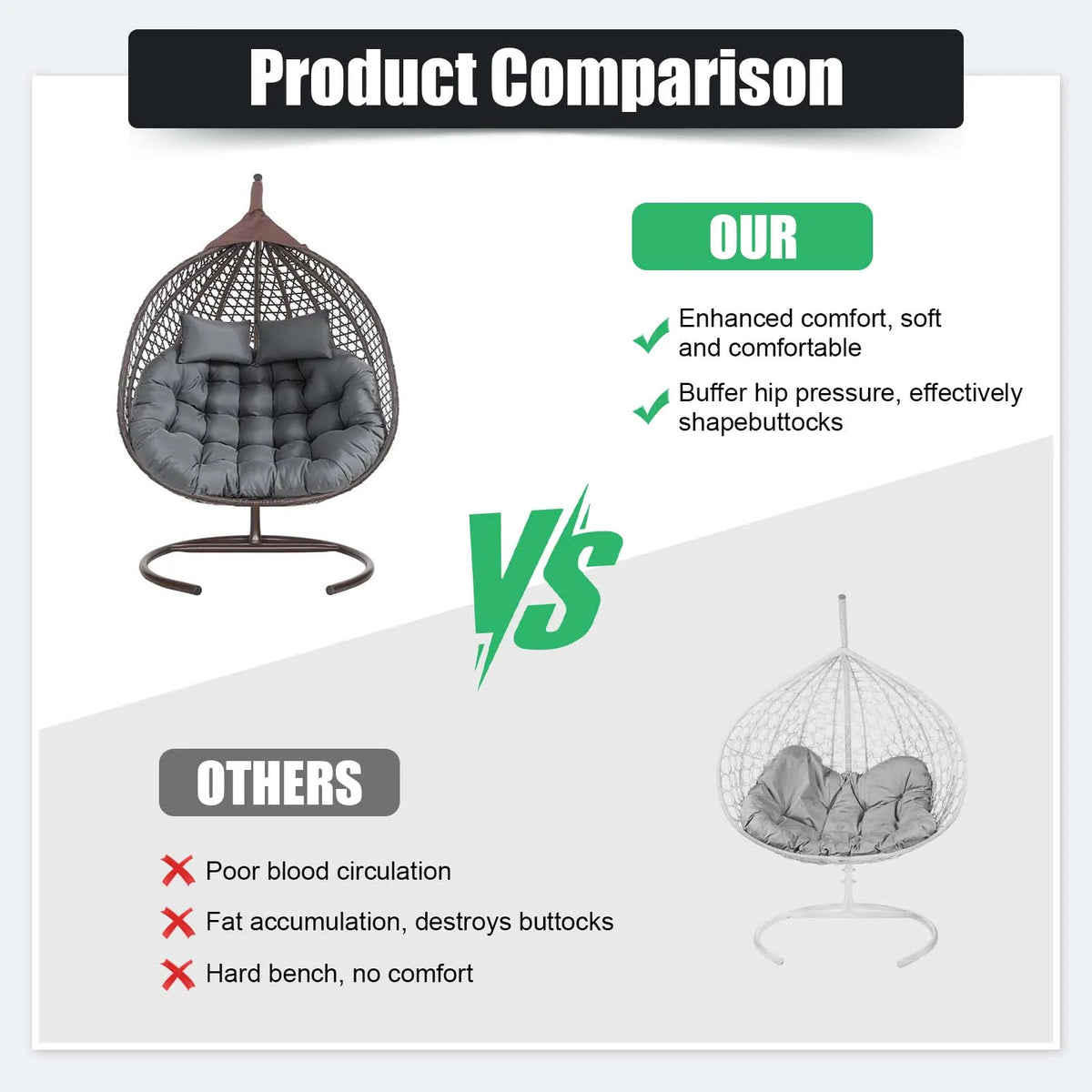 Coussin bain de soleil double œuf imperméable épais