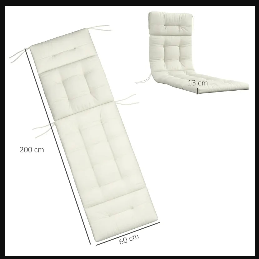 Coussin bain de soleil transat 200x60cm extérieur crème.